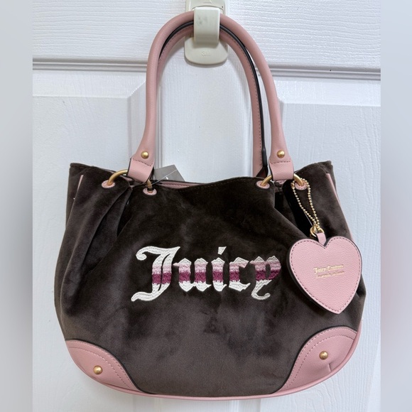 NWT Juicy Couture Retro Vibe Pink and Brown Satchel - Picture 1 of 8